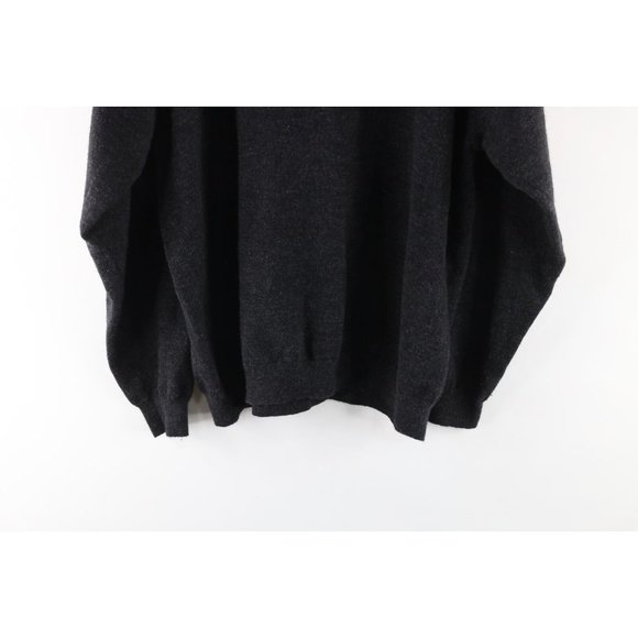 Vtg 90s Streetwear Womens 2XL Blank Wool Knit Mock Neck Sweater Charcoal Gray - Picture 7 of 7